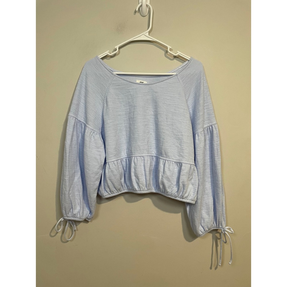 Aerie Endless Summer Cropped Sweatshirt In Pale Blue Size Medium Boho Beach 2025
